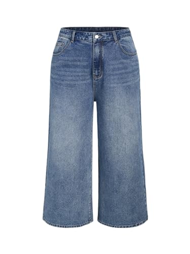 CIDER Denim Solid Pocket Straight Leg Jeans Curve & Plus: Denim